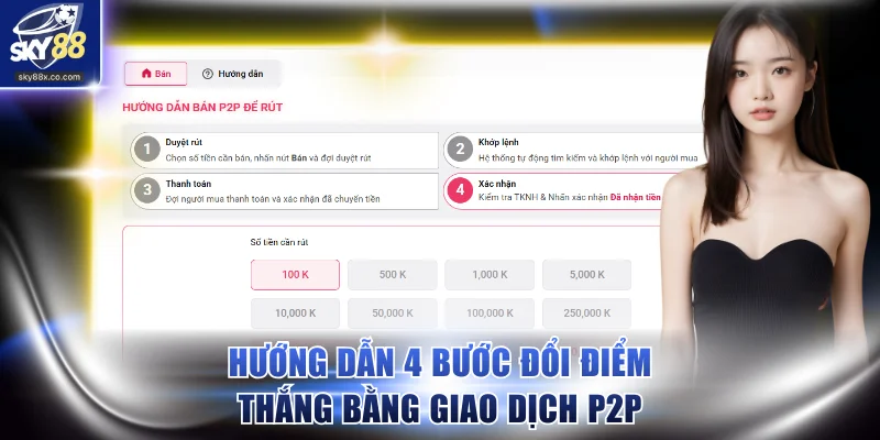 Hướng dẫn 4 bước đổi điểm thắng bằng giao dịch P2P